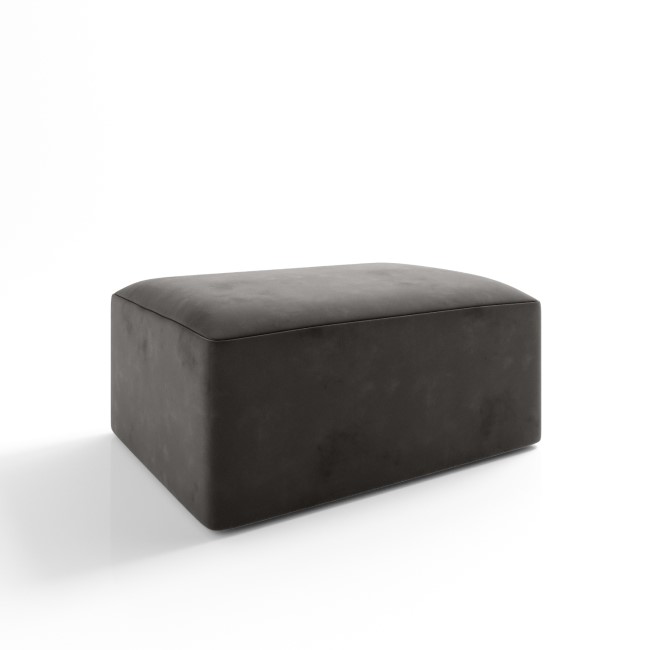 Large Grey Velvet Footstool - Hendrix