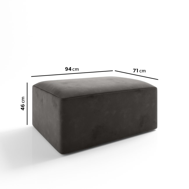 Large Grey Velvet Footstool - Hendrix