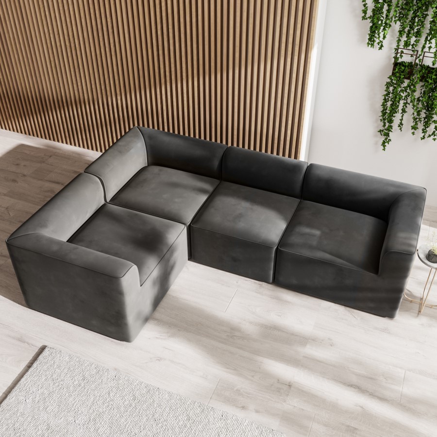 Grey Velvet Modular Middle Section - Hendrix
