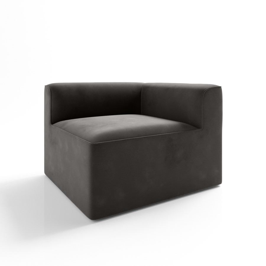 Grey Velvet Right Corner Section - Modular Sofa Piece - Hendrix