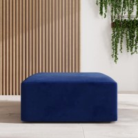 Large Navy Velvet Footstool - Hendrix Large Navy Velvet Footstool - Hendrix