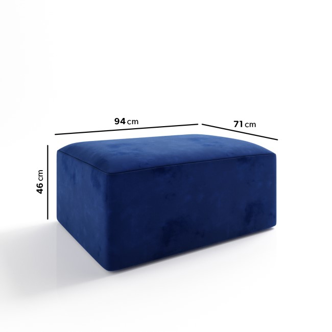 Large Navy Velvet Footstool - Hendrix