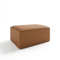 ALMOST PERFECT - Large Tan Faux Leather Footstool - Hendrix ALMOST PERFECT - Large Tan Faux Leather Footstool - Hendrix