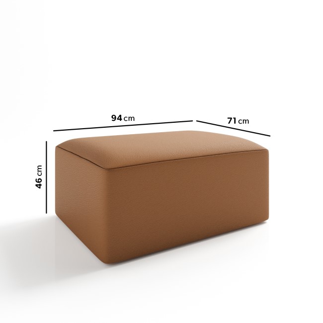 Large Tan Faux Leather Footstool - Hendrix