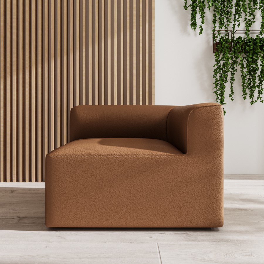 GRADE A2 - Hendrix Tan PU Leather  Right Corner Section
