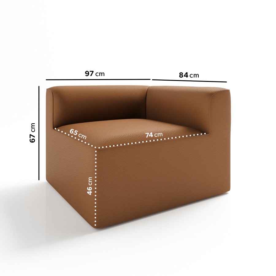GRADE A2 - Hendrix Tan PU Leather  Right Corner Section