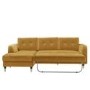 Mustard Yellow L Shaped Sofa Bed in Velvet  - Left Hand Facing - Sutton
