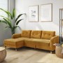 Mustard Yellow L Shaped Sofa Bed in Velvet  - Left Hand Facing - Sutton