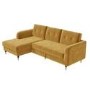 Mustard Yellow L Shaped Sofa Bed in Velvet  - Left Hand Facing - Sutton