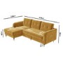 Mustard Yellow L Shaped Sofa Bed in Velvet  - Left Hand Facing - Sutton