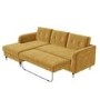 Mustard Yellow L Shaped Sofa Bed in Velvet  - Left Hand Facing - Sutton
