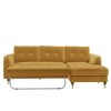 Mustard Yellow L Shaped Sofa Bed in Velvet  - Right Hand Facing - Sutton