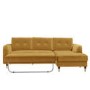 Mustard Yellow L Shaped Sofa Bed in Velvet  - Right Hand Facing - Sutton
