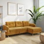 Mustard Yellow L Shaped Sofa Bed in Velvet  - Right Hand Facing - Sutton