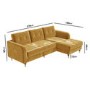 Mustard Yellow L Shaped Sofa Bed in Velvet  - Right Hand Facing - Sutton