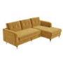 Mustard Yellow L Shaped Sofa Bed in Velvet  - Right Hand Facing - Sutton