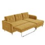 Mustard Yellow L Shaped Sofa Bed in Velvet  - Right Hand Facing - Sutton