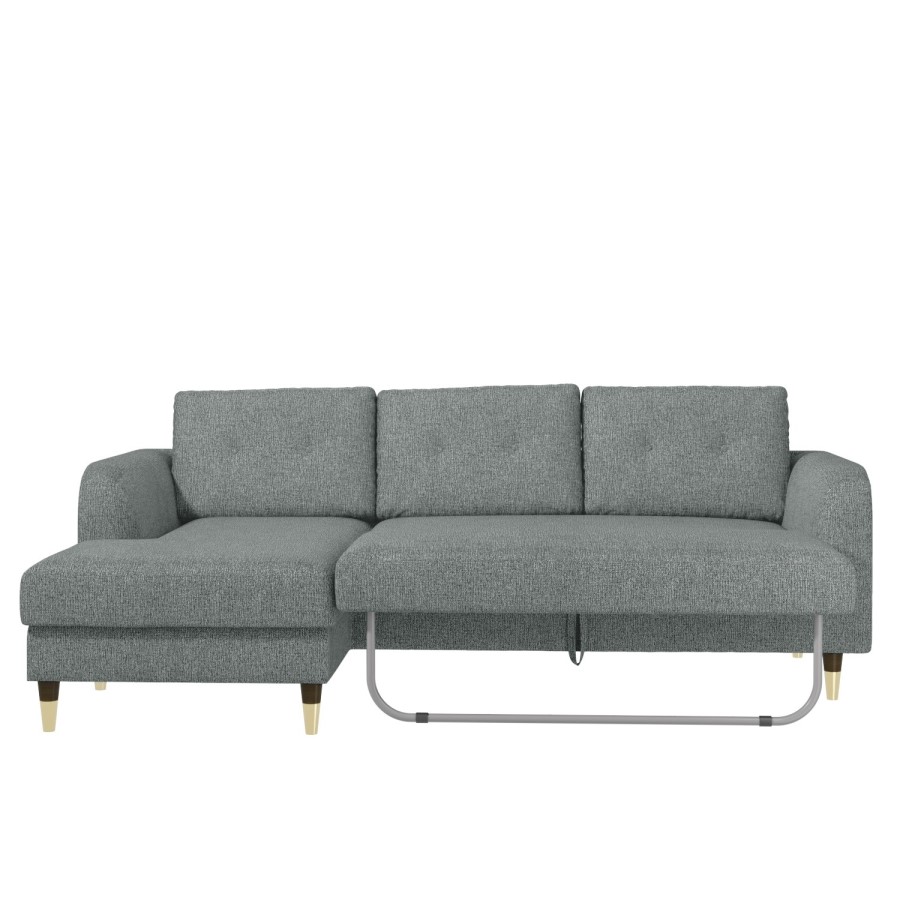 Grey Fabric L Shaped Sofa Bed - Left Hand Facing - Sutton