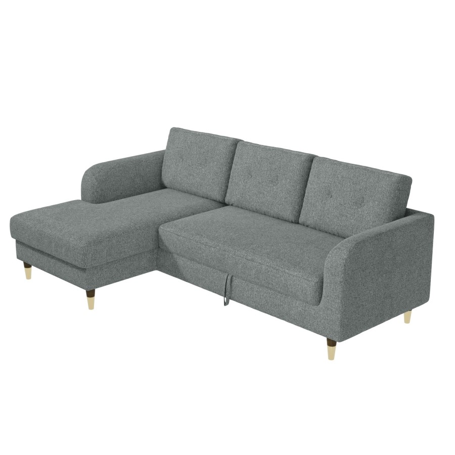 Grey Fabric L Shaped Sofa Bed - Left Hand Facing - Sutton