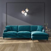 GRADE A1 - Right Hand Facing 3 Seater L Shaped Sofa in Teal - Payton