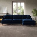 SOF142 Navy Velvet Right Hand Facing 4 Seater Chaise Corner Sofa - Payton