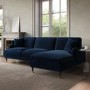 Navy Velvet Right Hand Facing 4 Seater Chaise Corner Sofa - Payton
