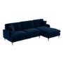 Navy Velvet Right Hand Facing 4 Seater Chaise Corner Sofa - Payton