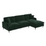 Dark Green Velvet Right Hand Facing 4 Seater Corner Sofa - Payton 
