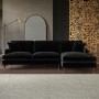 ALMOST PERFECT - Black Velvet Right Hand Facing L Shaped Sofa - Seats 4 - Payton