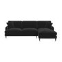 GRADE A2 - Black Velvet Right Hand Facing L Shaped Sofa - Seats 4 - Payton