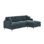 Blue Velvet Right Hand Facing 4 Seater Chaise Corner Sofa - Payton