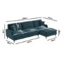 GRADE A2 - Blue Velvet Right Hand Facing 4 Seater L Shaped Sofa - Payton