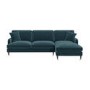 GRADE A2 - Blue Velvet Right Hand Facing 4 Seater L Shaped Sofa - Payton