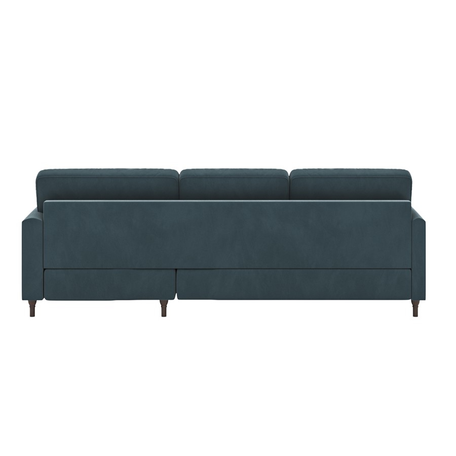 Blue Velvet Right Hand Facing 4 Seater Chaise Corner Sofa - Payton