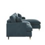 Blue Velvet Right Hand Facing 4 Seater Chaise Corner Sofa - Payton