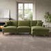 Olive Green Velvet Right Hand 4 Seater Chaise Corner Sofa - Payton