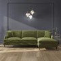 GRADE A2 - Olive Green Velvet 3 Seater L Shaped Sofa - Right Hand Facing - Payton 