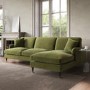 Olive Green Velvet Right Hand 4 Seater Corner Sofa - Payton