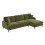 GRADE A2 - Olive Green Velvet 3 Seater L Shaped Sofa - Right Hand Facing - Payton 