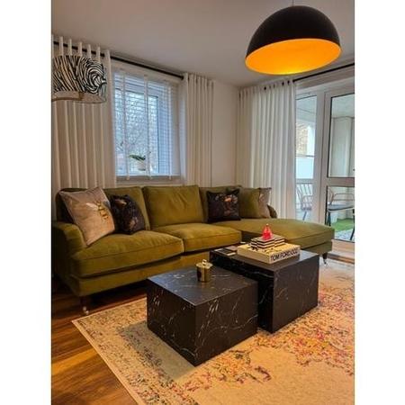 Olive Green Velvet Right Hand 4 Seater Chaise Corner Sofa - Payton