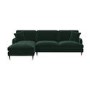 Dark Green Velvet Left Hand Facing 4 Seater Corner Sofa - Payton