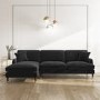 GRADE A2 - 3 Seater Left Hand Facing L Shaped Sofa in Black Velvet - Payton