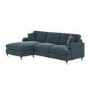 Blue Velvet Left Hand Facing 4 Seater L Shaped Sofa - Payton