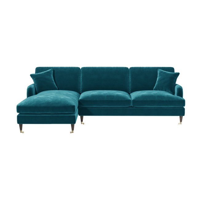 Teal Velvet Left Hand Facing 4 Seater Corner Sofa - Payton