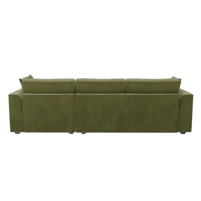 GRADE A1 - 3 Seater Right Hand Facing L Shaped Sofa in Olive Green - August