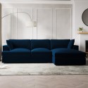 SOF155 Large Navy Velvet Right Hand 4 Seater Chaise Corner Sofa - August