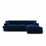 ALMOST PERFECT - Large Navy Velvet Right Hand Facing L Shaped Sofa - Seats 4 - August