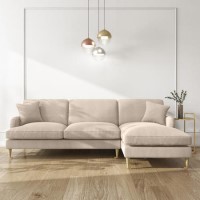 GRADE A2 - 4 Seater Right Hand Facing L Shaped Sofa in Beige Woven Fabric - Payton