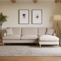 GRADE A2 - Beige Fabric Right Hand Facing L Shaped Sofa - Seats 4 - Payton