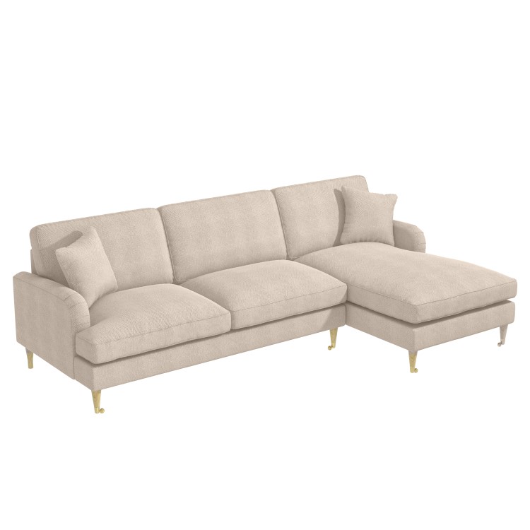 Beige Fabric Right Hand Facing 4 Seater Corner Sofa - Payton